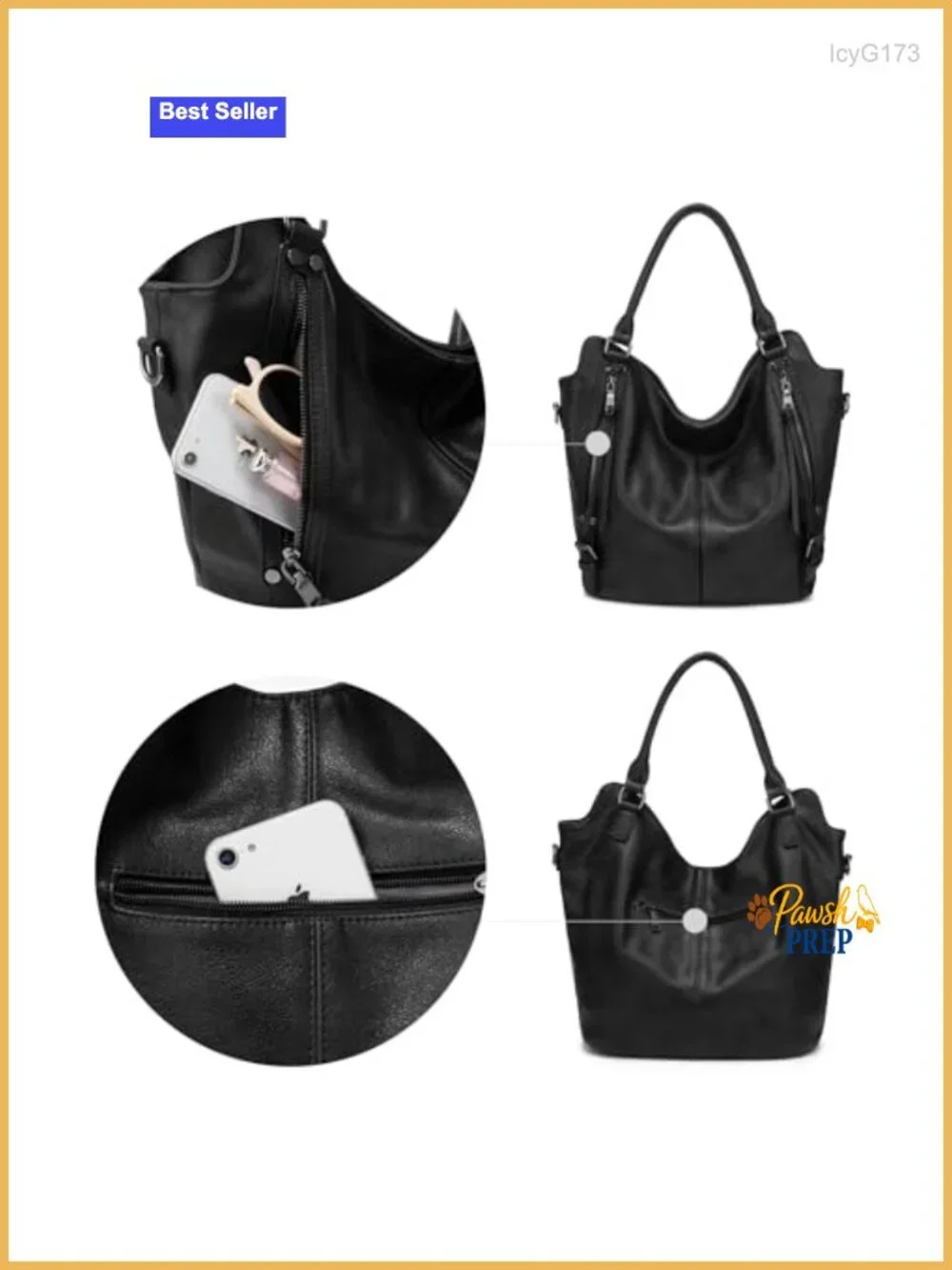 Women PU Leather Hobo Shoulder Bag Large Tote Purse with Adjustable Strap
